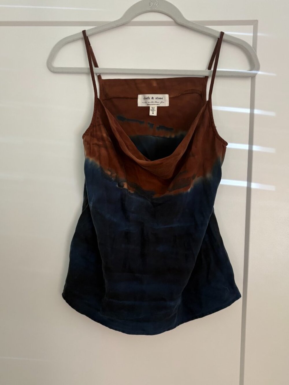 Anthropologie Cloth & Stone Brown and Blue Ombre Cami Cowl Neck Top Size M